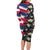 Hawaiian Flag Day Long Sleeve Bodycon Dress Tropical Flowers and Leaves