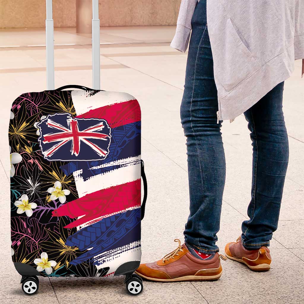 Hawaiian Flag Day Luggage Cover Tropical Flowers and Leaves