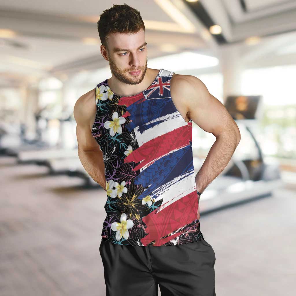 Hawaiian Flag Day Men Tank Top Tropical Flowers and Leaves