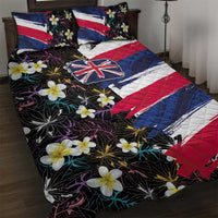Hawaiian Flag Day Quilt Bed Set Tropical Flowers and Leaves