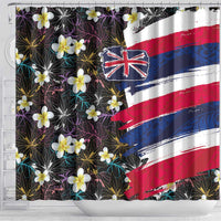 Hawaiian Flag Day Shower Curtain Tropical Flowers and Leaves