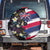 Hawaiian Flag Day Spare Tire Cover Tropical Flowers and Leaves