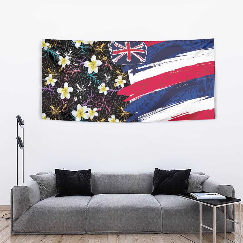 Hawaiian Flag Day Tapestry Tropical Flowers and Leaves