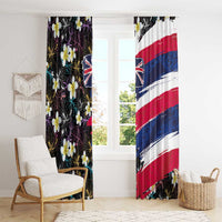 Hawaiian Flag Day Window Curtain Tropical Flowers and Leaves