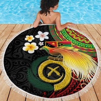 Vanuatu and Papua New Guinea Together Beach Blanket Bird-of-paradise and Pig Tusk Melanesian Pattern