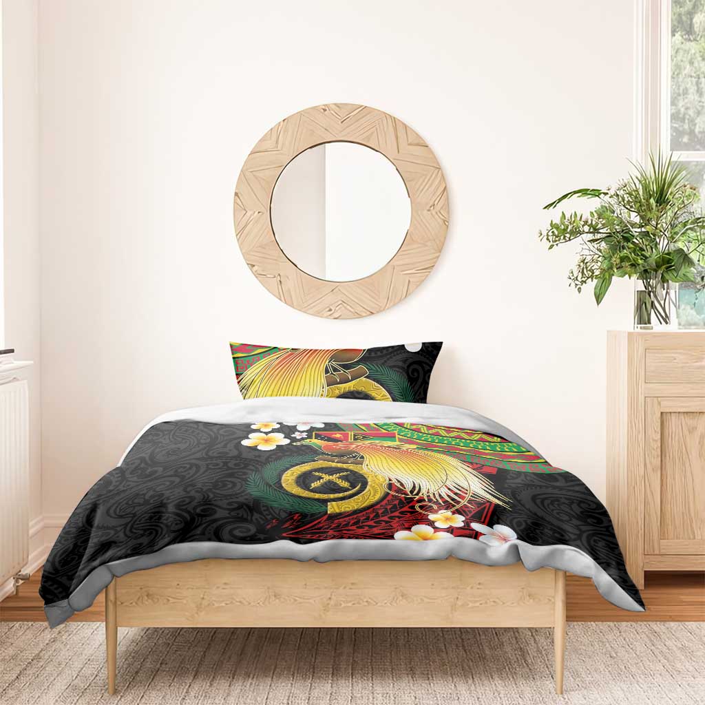 Vanuatu and Papua New Guinea Together Bedding Set Bird-of-paradise and Pig Tusk Melanesian Pattern