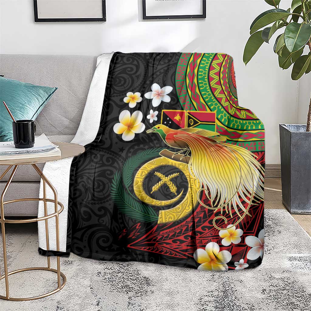 Vanuatu and Papua New Guinea Together Blanket Bird-of-paradise and Pig Tusk Melanesian Pattern