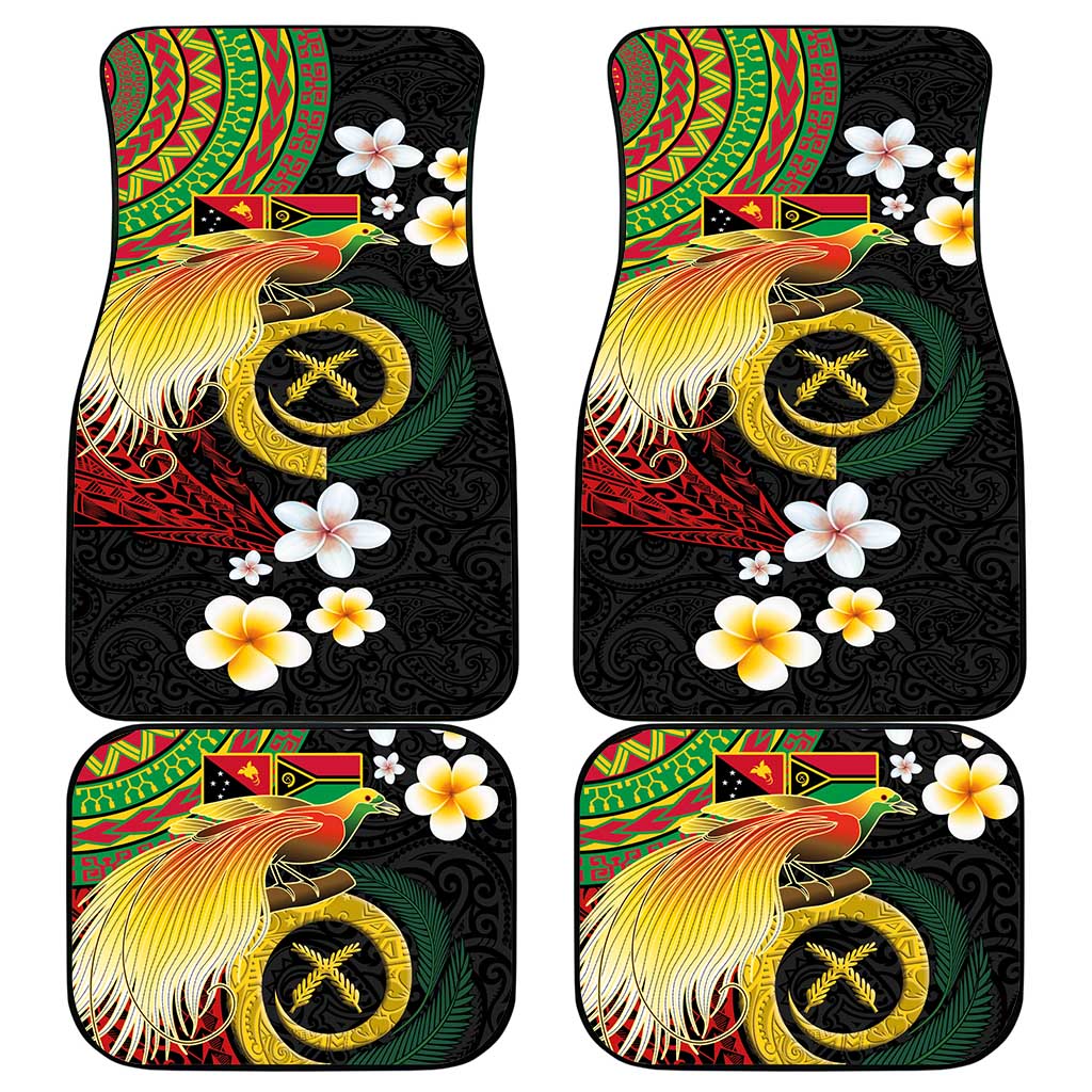 Vanuatu and Papua New Guinea Together Car Mats Bird-of-paradise and Pig Tusk Melanesian Pattern