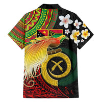 Vanuatu and Papua New Guinea Together Family Matching Long Sleeve Bodycon Dress and Hawaiian Shirt Bird-of-paradise and Pig Tusk Melanesian Pattern