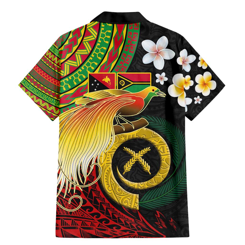 Vanuatu and Papua New Guinea Together Family Matching Mermaid Dress and Hawaiian Shirt Bird-of-paradise and Pig Tusk Melanesian Pattern