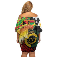 Vanuatu and Papua New Guinea Together Family Matching Off Shoulder Short Dress and Hawaiian Shirt Bird-of-paradise and Pig Tusk Melanesian Pattern LT03 - Polynesian Pride