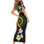 Vanuatu and Papua New Guinea Together Family Matching Short Sleeve Bodycon Dress and Hawaiian Shirt Bird-of-paradise and Pig Tusk Melanesian Pattern