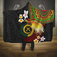 Vanuatu and Papua New Guinea Together Hooded Blanket Bird-of-paradise and Pig Tusk Melanesian Pattern