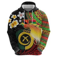 Vanuatu and Papua New Guinea Together Hoodie Bird-of-paradise and Pig Tusk Melanesian Pattern