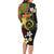 Vanuatu and Papua New Guinea Together Long Sleeve Bodycon Dress Bird-of-paradise and Pig Tusk Melanesian Pattern