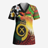 Vanuatu and Papua New Guinea Together Scrub Top Bird-of-paradise and Pig Tusk Melanesian Pattern - Polynesian Pride