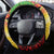 Vanuatu and Papua New Guinea Together Steering Wheel Cover Bird-of-paradise and Pig Tusk Melanesian Pattern