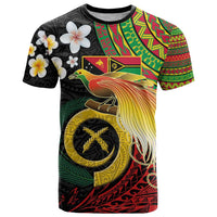 Vanuatu and Papua New Guinea Together T Shirt Bird-of-paradise and Pig Tusk Melanesian Pattern
