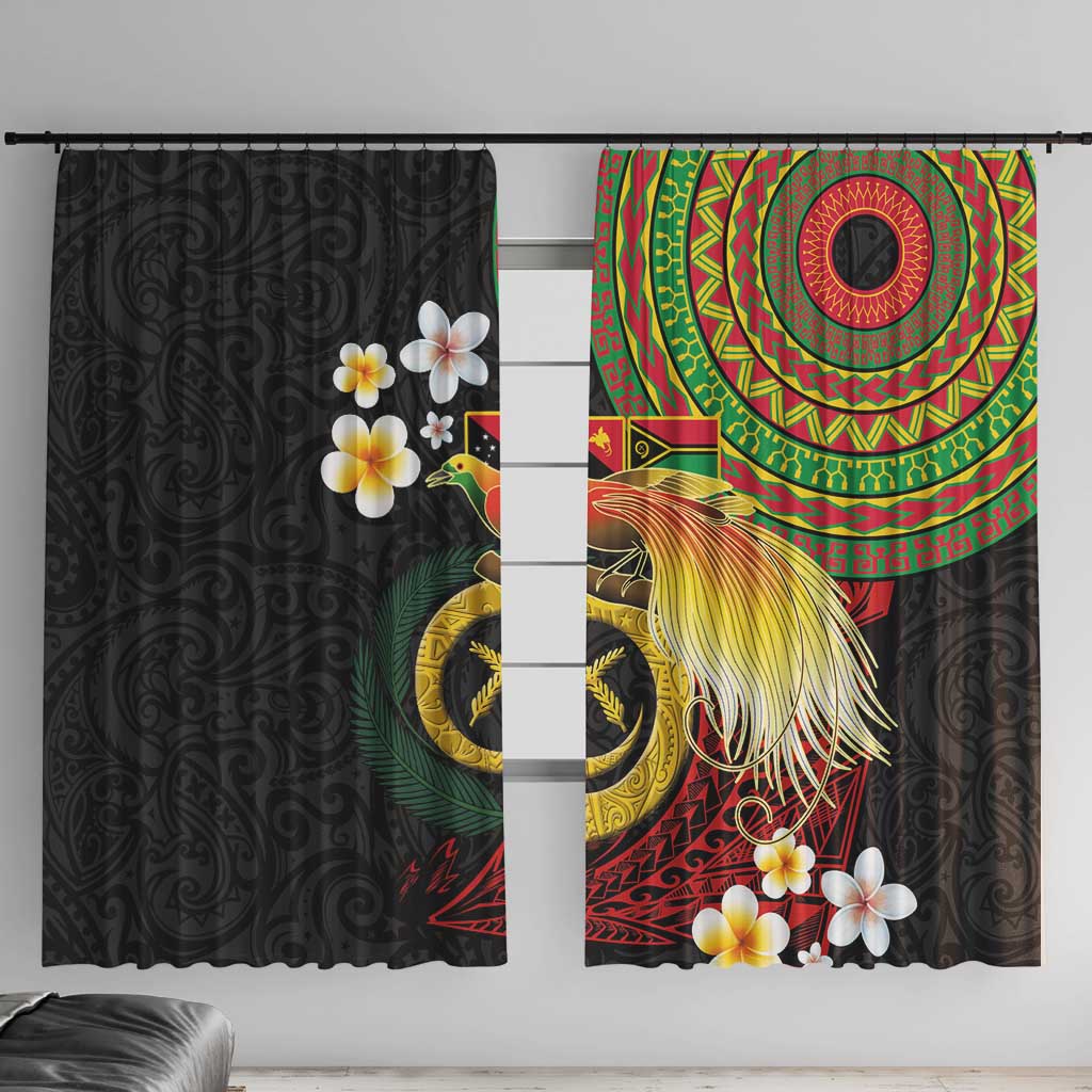 Vanuatu and Papua New Guinea Together Window Curtain Bird-of-paradise and Pig Tusk Melanesian Pattern
