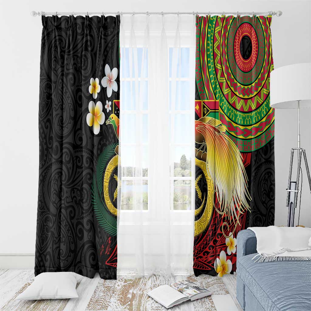 Vanuatu and Papua New Guinea Together Window Curtain Bird-of-paradise and Pig Tusk Melanesian Pattern