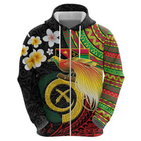 Vanuatu and Papua New Guinea Together Zip Hoodie Bird-of-paradise and Pig Tusk Melanesian Pattern LT03 - Polynesian Pride