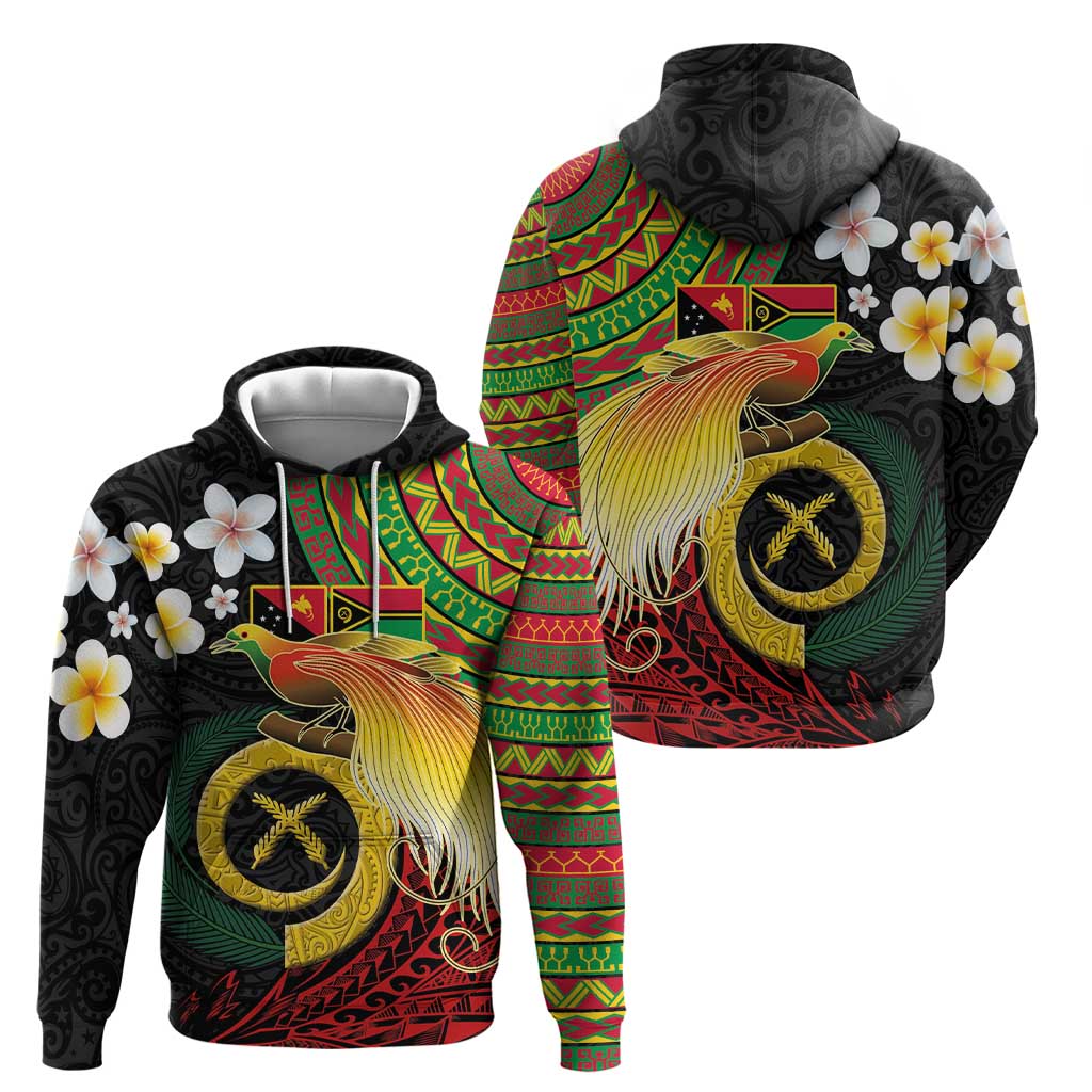 Vanuatu and Papua New Guinea Together Zip Hoodie Bird-of-paradise and Pig Tusk Melanesian Pattern LT03 - Polynesian Pride