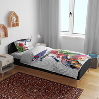 New Zealand Christmas Bedding Set Meri Kirihimete-Tuatara and Pohutukawa White Color