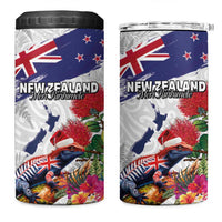 New Zealand Christmas 4 in 1 Can Cooler Tumbler Meri Kirihimete-Tuatara and Pohutukawa White Color