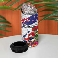 New Zealand Christmas 4 in 1 Can Cooler Tumbler Meri Kirihimete-Tuatara and Pohutukawa White Color