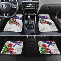New Zealand Christmas Car Mats Meri Kirihimete-Tuatara and Pohutukawa White Color