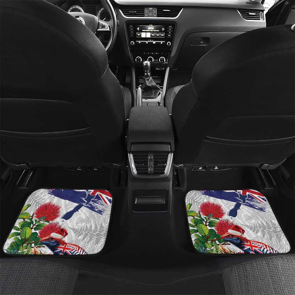 New Zealand Christmas Car Mats Meri Kirihimete-Tuatara and Pohutukawa White Color