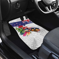 New Zealand Christmas Car Mats Meri Kirihimete-Tuatara and Pohutukawa White Color