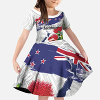 New Zealand Christmas Family Matching Off The Shoulder Long Sleeve Dress and Hawaiian Shirt Meri Kirihimete-Tuatara and Pohutukawa White Color