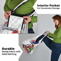 New Zealand Christmas Grocery Bag Meri Kirihimete-Tuatara and Pohutukawa White Color