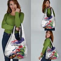 New Zealand Christmas Grocery Bag Meri Kirihimete-Tuatara and Pohutukawa White Color