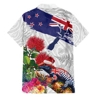 New Zealand Christmas Hawaiian Shirt Meri Kirihimete-Tuatara and Pohutukawa White Color