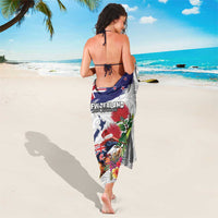 New Zealand Christmas Sarong Meri Kirihimete-Tuatara and Pohutukawa White Color