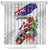 New Zealand Christmas Shower Curtain Meri Kirihimete-Tuatara and Pohutukawa White Color