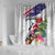 New Zealand Christmas Shower Curtain Meri Kirihimete-Tuatara and Pohutukawa White Color