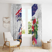 New Zealand Christmas Window Curtain Meri Kirihimete-Tuatara and Pohutukawa White Color