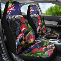 New Zealand Christmas Car Seat Cover Meri Kirihimete-Tuatara and Pohutukawa Black Color
