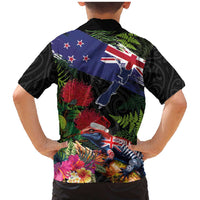 New Zealand Christmas Family Matching Mermaid Dress and Hawaiian Shirt Meri Kirihimete-Tuatara and Pohutukawa Black Color