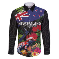 New Zealand Christmas Family Matching Puletasi and Hawaiian Shirt Meri Kirihimete-Tuatara and Pohutukawa Black Color