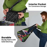 New Zealand Christmas Grocery Bag Meri Kirihimete-Tuatara and Pohutukawa Black Color