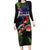 New Zealand Christmas Long Sleeve Bodycon Dress Meri Kirihimete-Tuatara and Pohutukawa Black Color