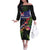 New Zealand Christmas Off The Shoulder Long Sleeve Dress Meri Kirihimete-Tuatara and Pohutukawa Black Color