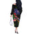 New Zealand Christmas Off The Shoulder Long Sleeve Dress Meri Kirihimete-Tuatara and Pohutukawa Black Color