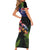 New Zealand Christmas Short Sleeve Bodycon Dress Meri Kirihimete-Tuatara and Pohutukawa Black Color