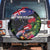 New Zealand Christmas Spare Tire Cover Meri Kirihimete-Tuatara and Pohutukawa Black Color