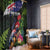 New Zealand Christmas Window Curtain Meri Kirihimete-Tuatara and Pohutukawa Black Color